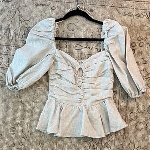 DISSH Cream Ruched Puff Sleeve Blouse